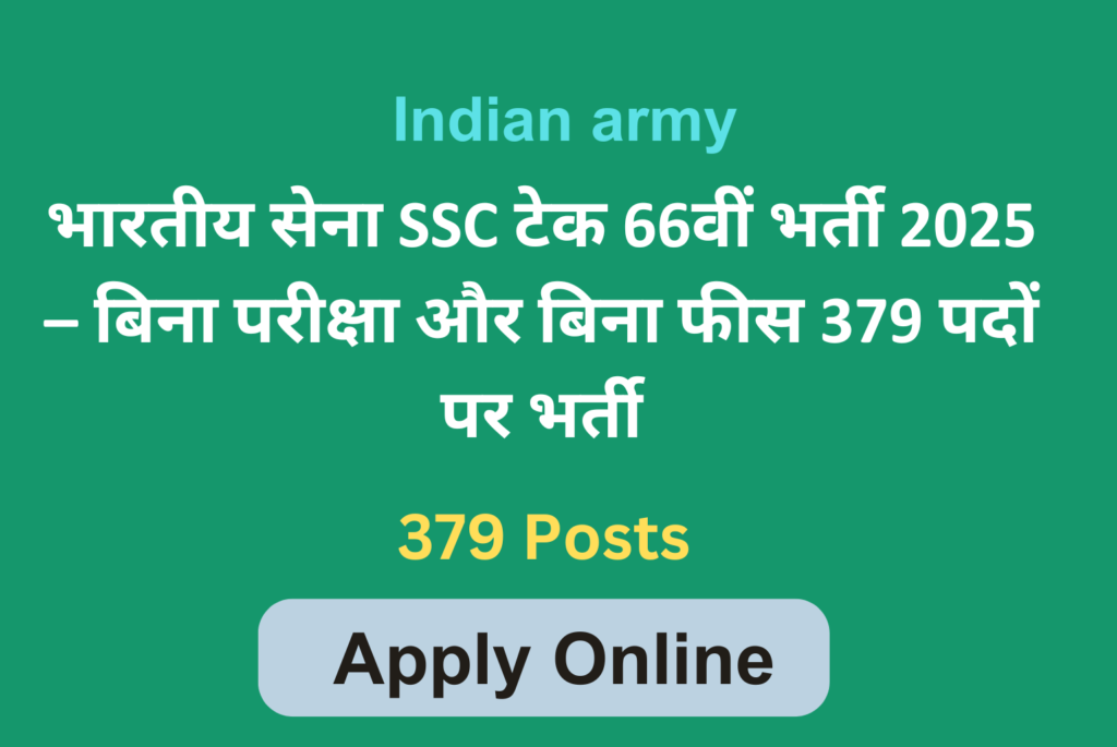 Army SSC Tech 66th Recruitment 2025 Notification Released: Check Now